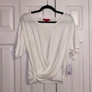 White midi length short sleeve top